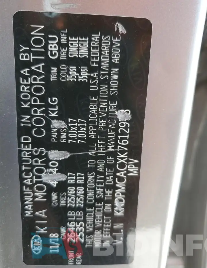 KNDPMCACXK7612973 Photo# 13