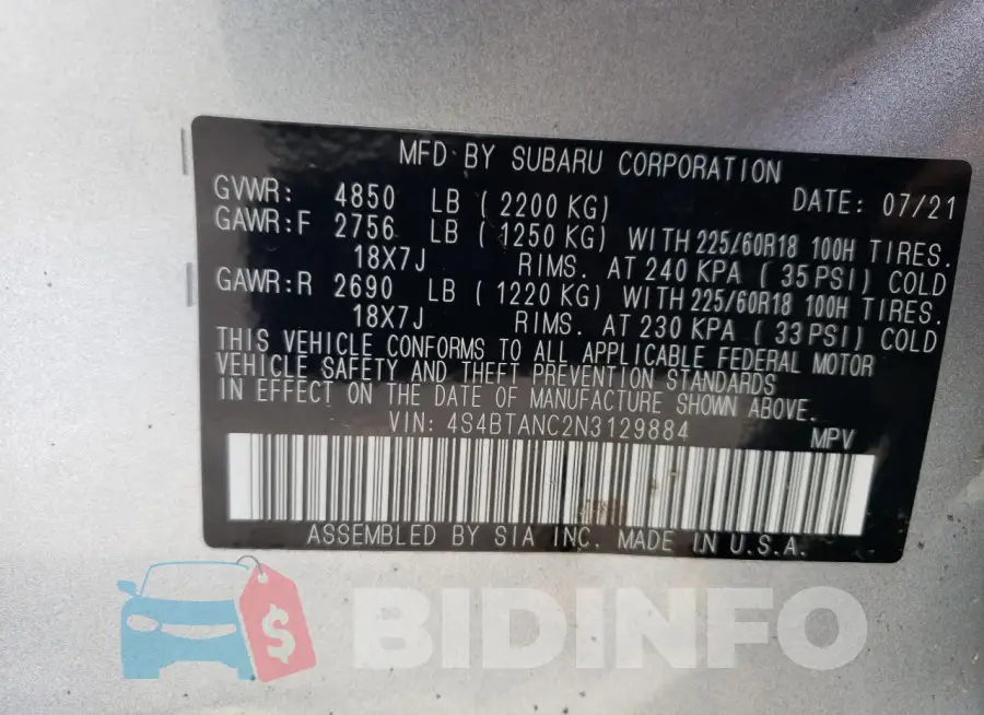 4S4BTANC2N3129884 Photo# 13