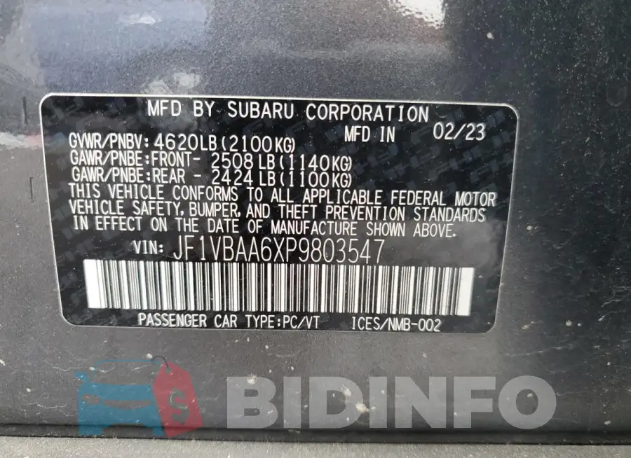 JF1VBAA6XP9803547 Photo# 13