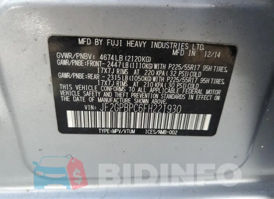 JF2GPBPC6FH221930 Photo# 13