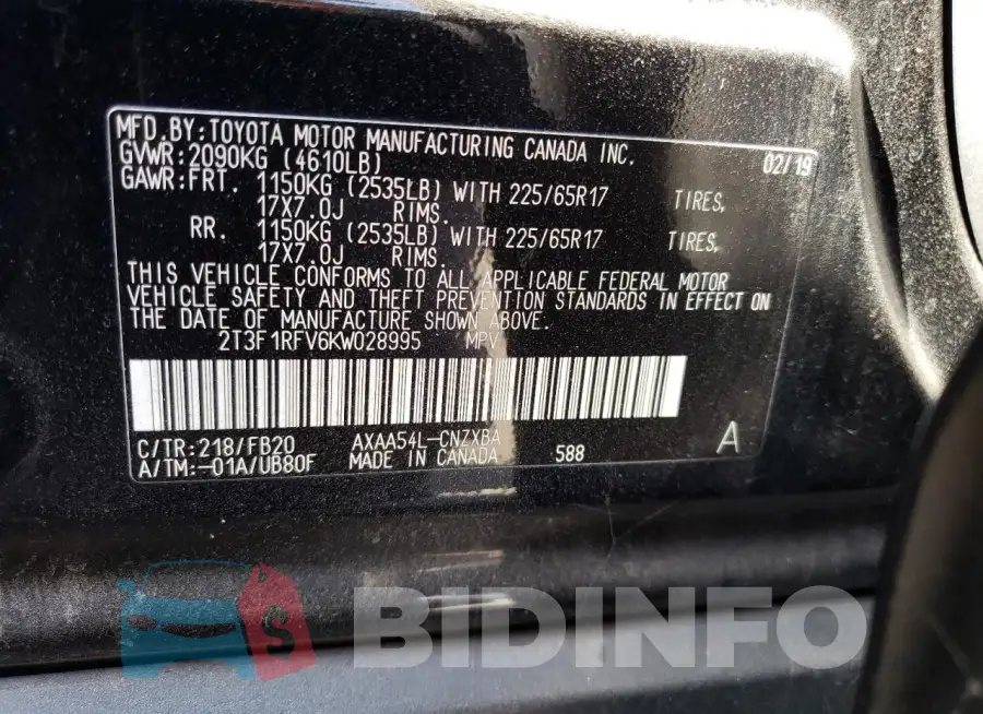 2T3F1RFV6KW028995 Photo# 13