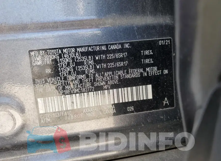 2T3P1RFV9MC182772 Photo# 12