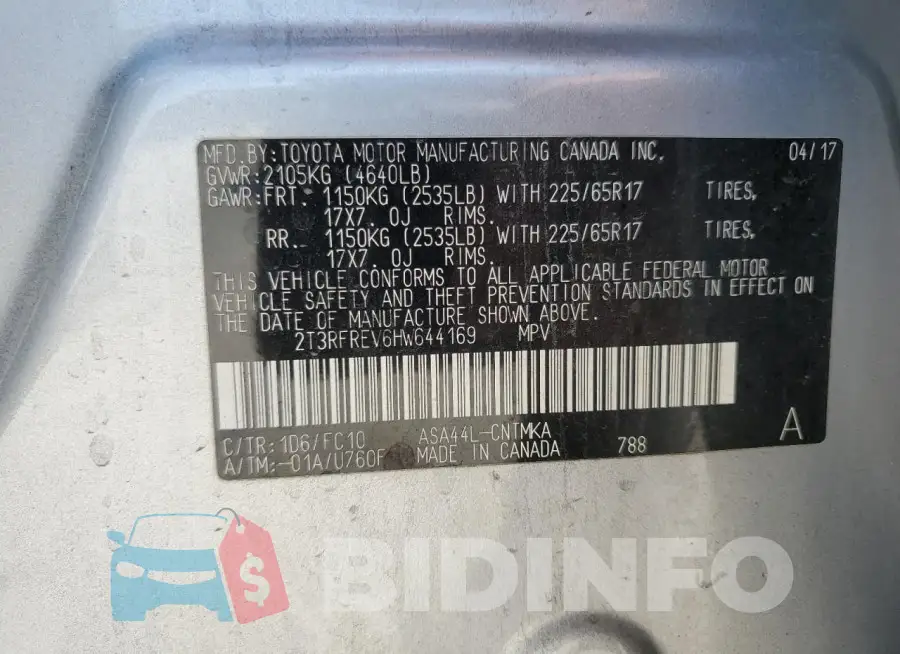 2T3RFREV6HW644169 Photo# 13