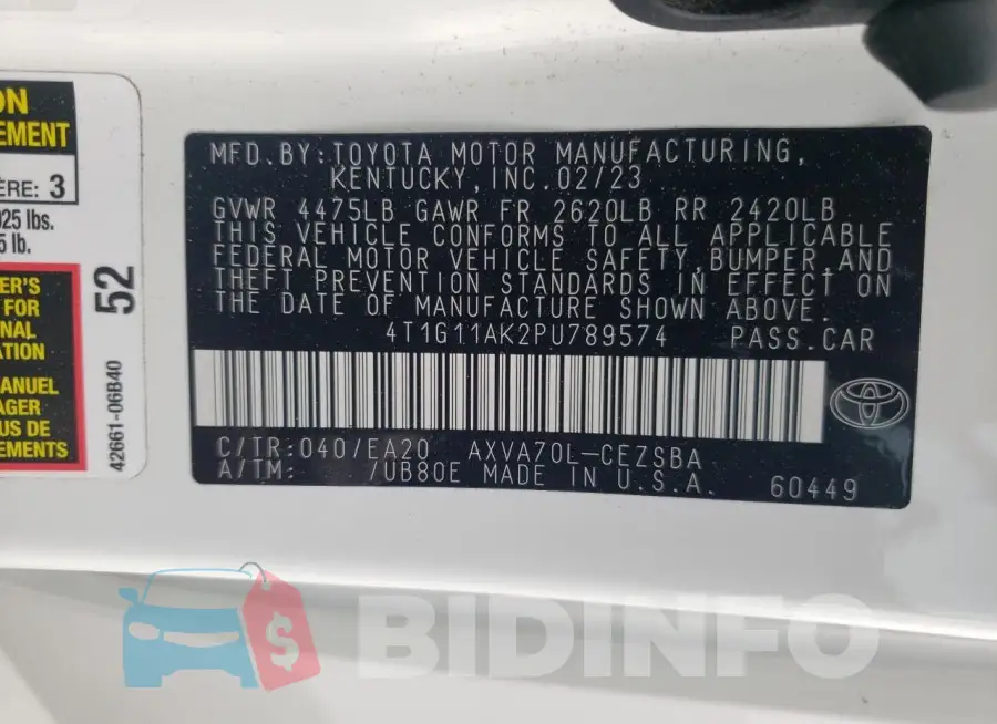 4T1G11AK2PU789574 Photo# 12