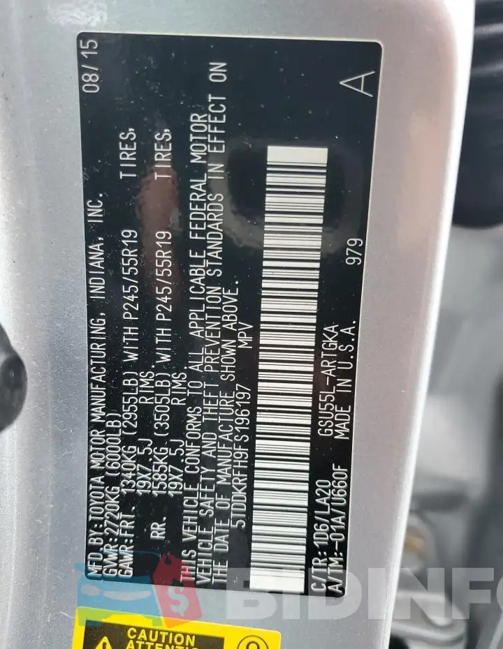 5TDDKRFH9FS196197 Photo# 13