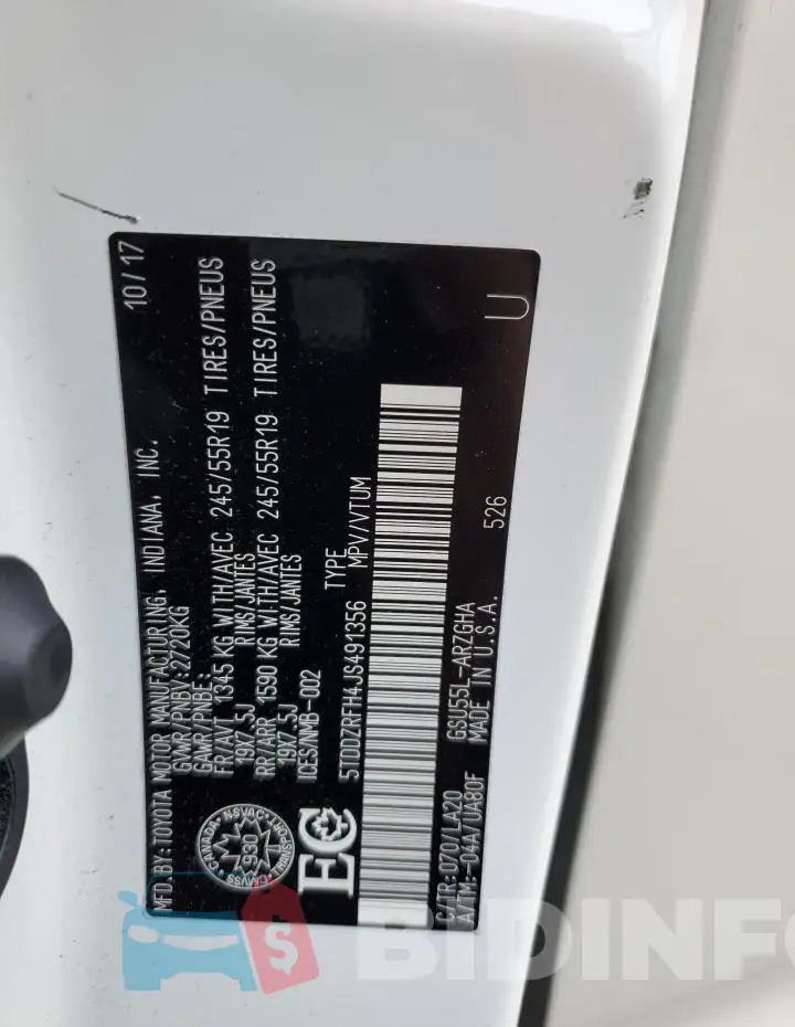 5TDDZRFH4JS491356 Photo# 13