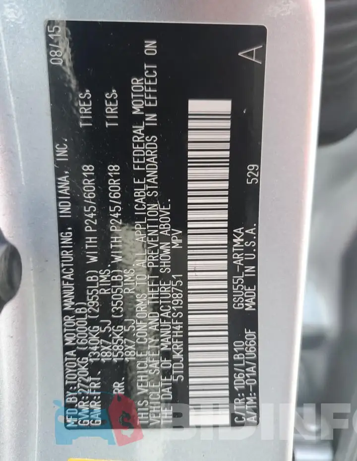 5TDJKRFH4FS198751 Photo# 12