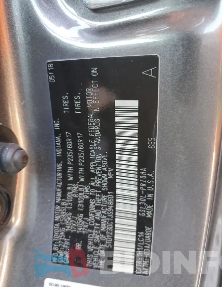5TDYZ3DC1JS948601 Photo# 13