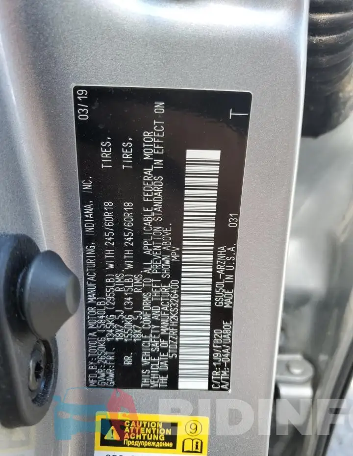 5TDZZRFH2KS326400 Photo# 13