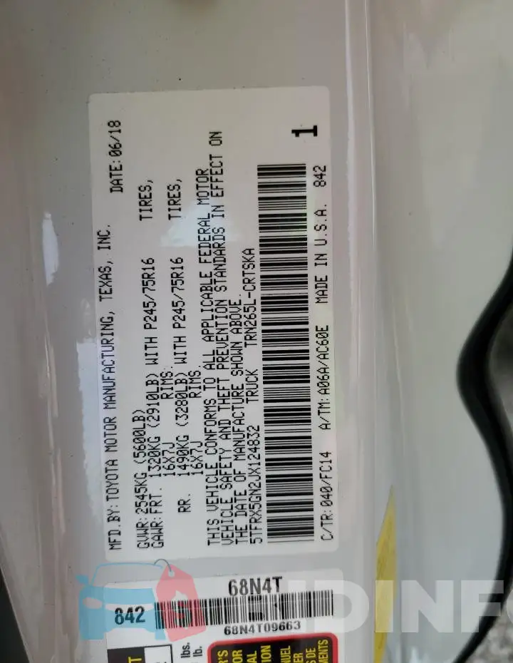 5TFRX5GN2JX124832 Photo# 12