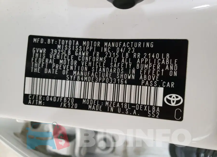 5YFB4MDE3PP033164 Photo# 13