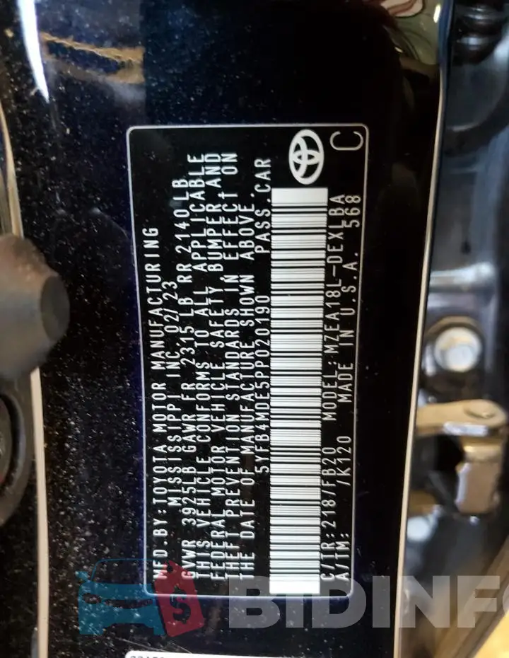 5YFB4MDE5PP020190 Photo# 12