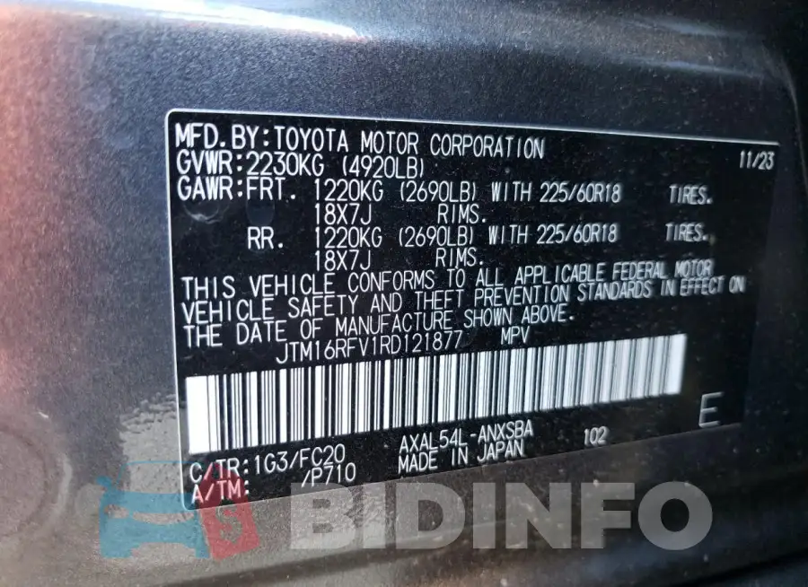 JTM16RFV1RD121877 Photo# 13