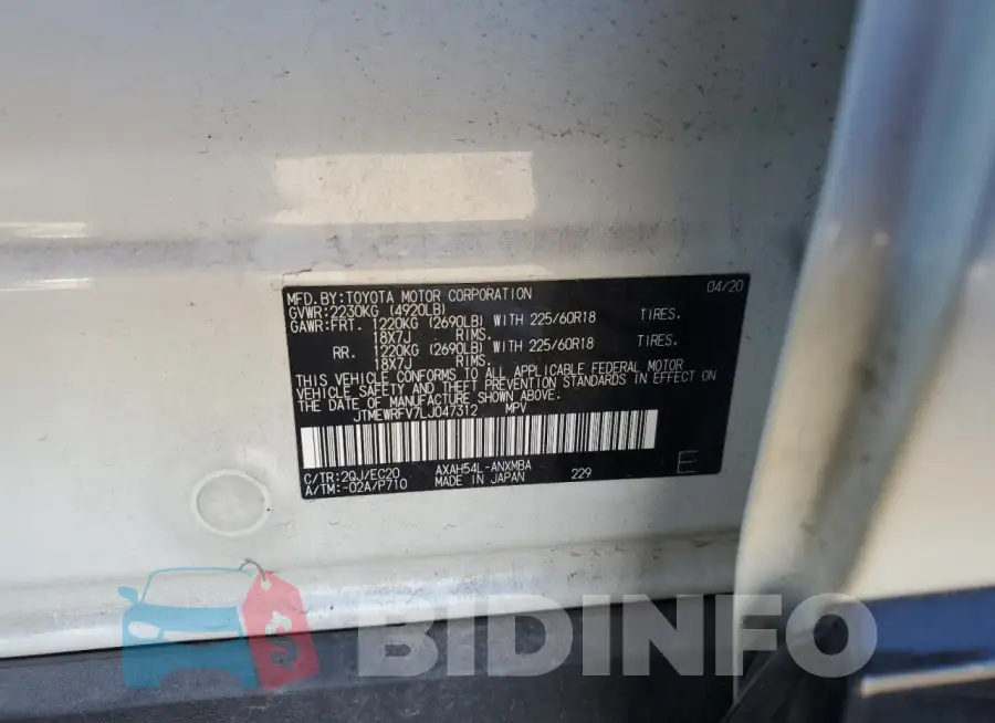 JTMEWRFV7LJ047312 Photo# 13