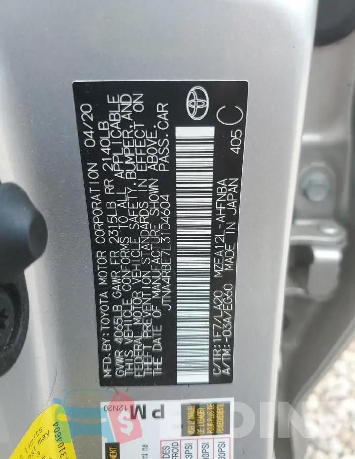 JTNA4RBE7L3104604 Photo# 13