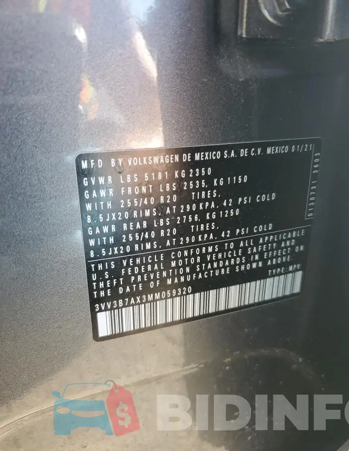 3VV3B7AX3MM059320 Photo# 14