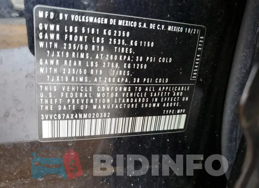3VVCB7AX4NM020382 Photo# 13