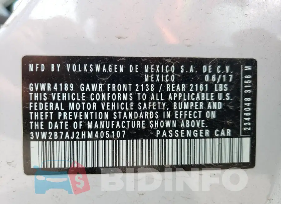3VW2B7AJ2HM405107 Photo# 12