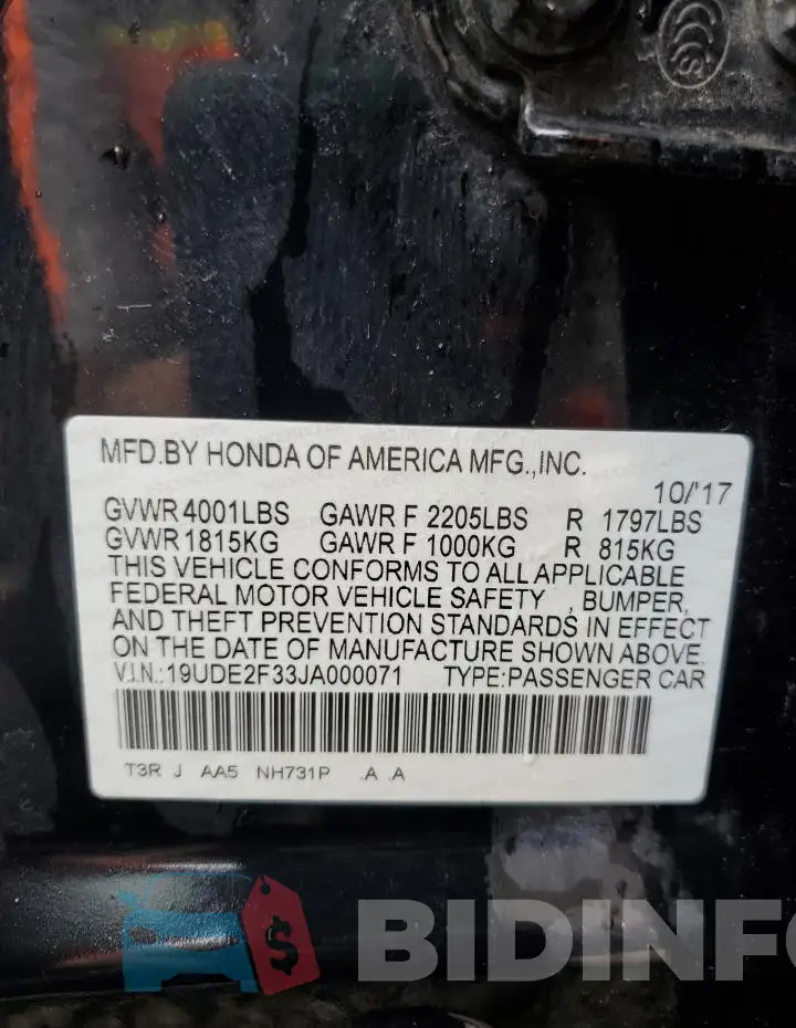 19UDE2F33JA000071 Photo# 12