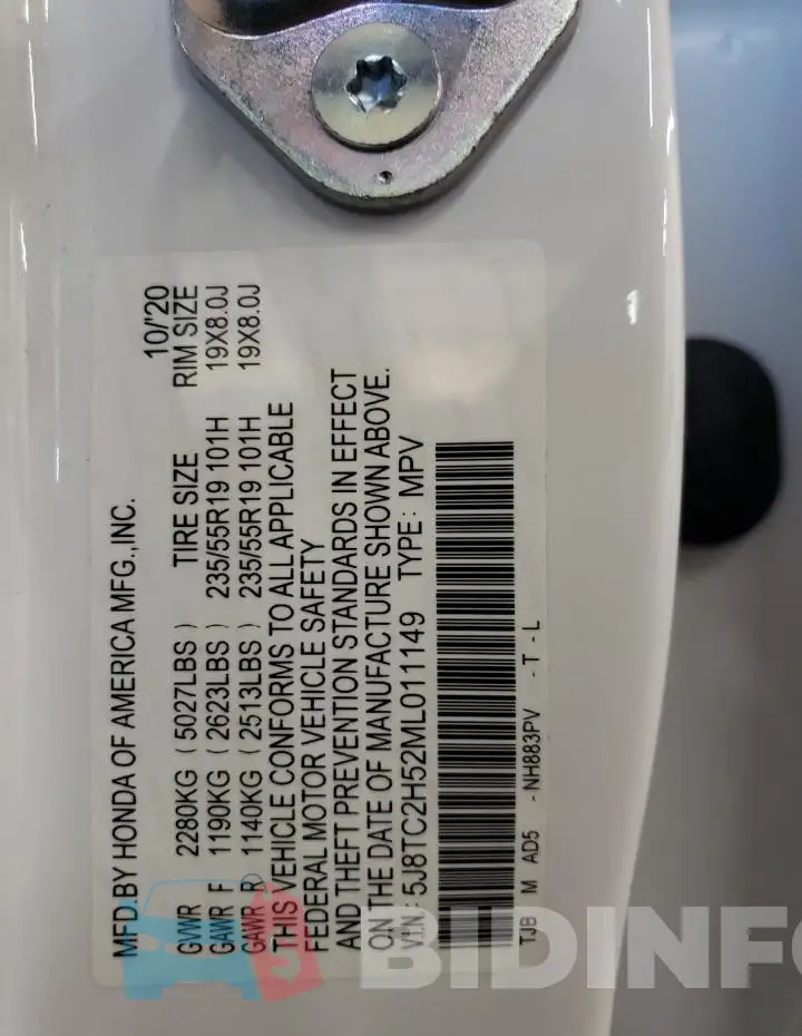 5J8TC2H52ML011149 Photo# 13