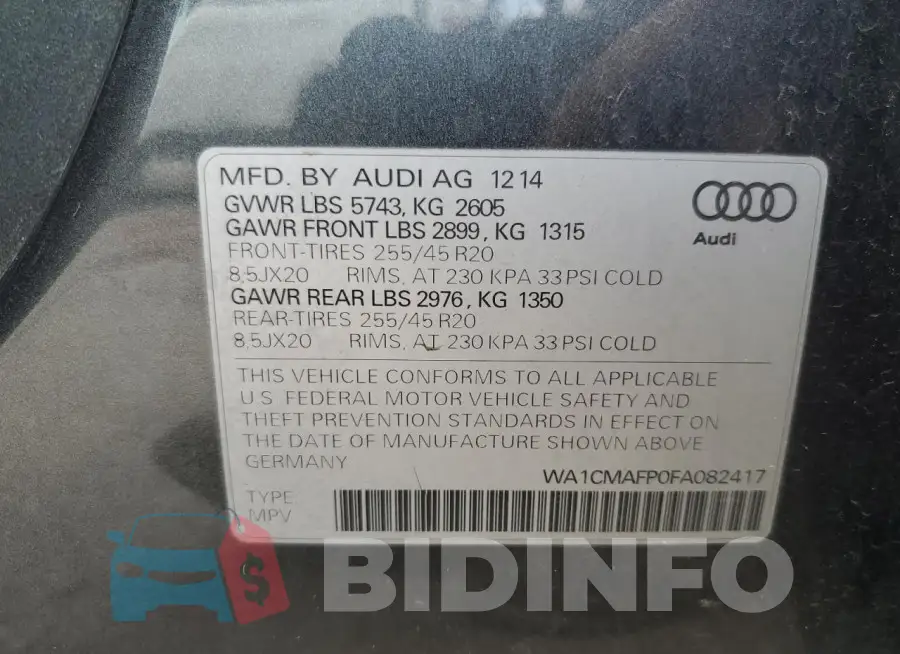 WA1CMAFP0FA082417 Photo# 13
