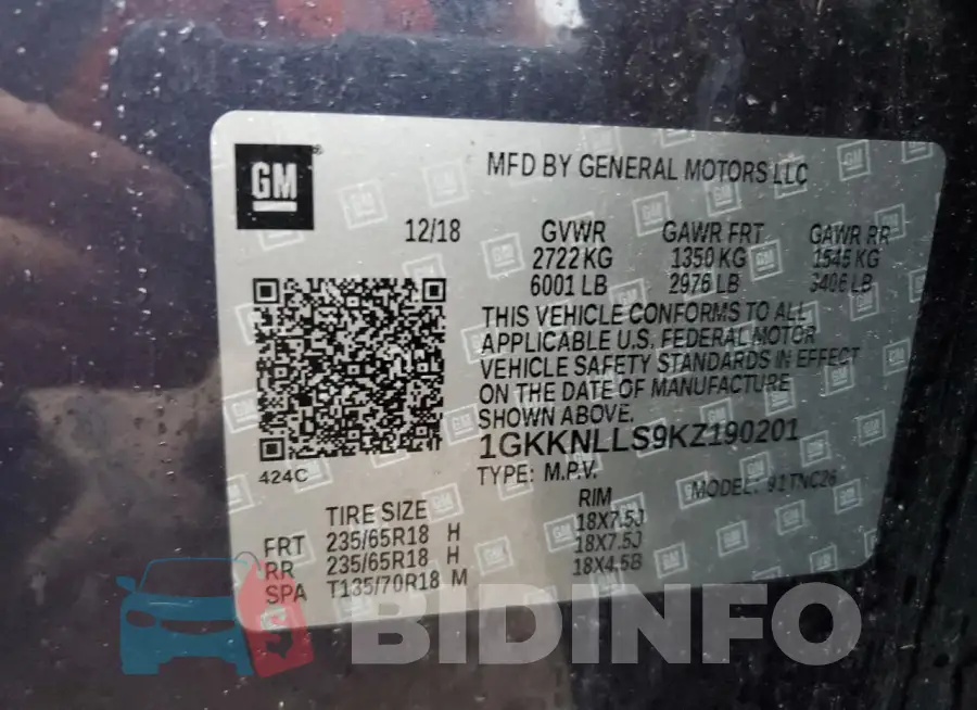 1GKKNLLS9KZ190201 Photo# 14