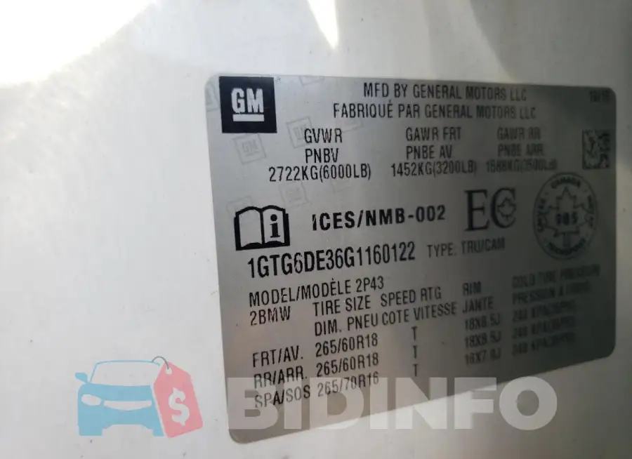 1GTG6DE36G1160122 Photo# 12