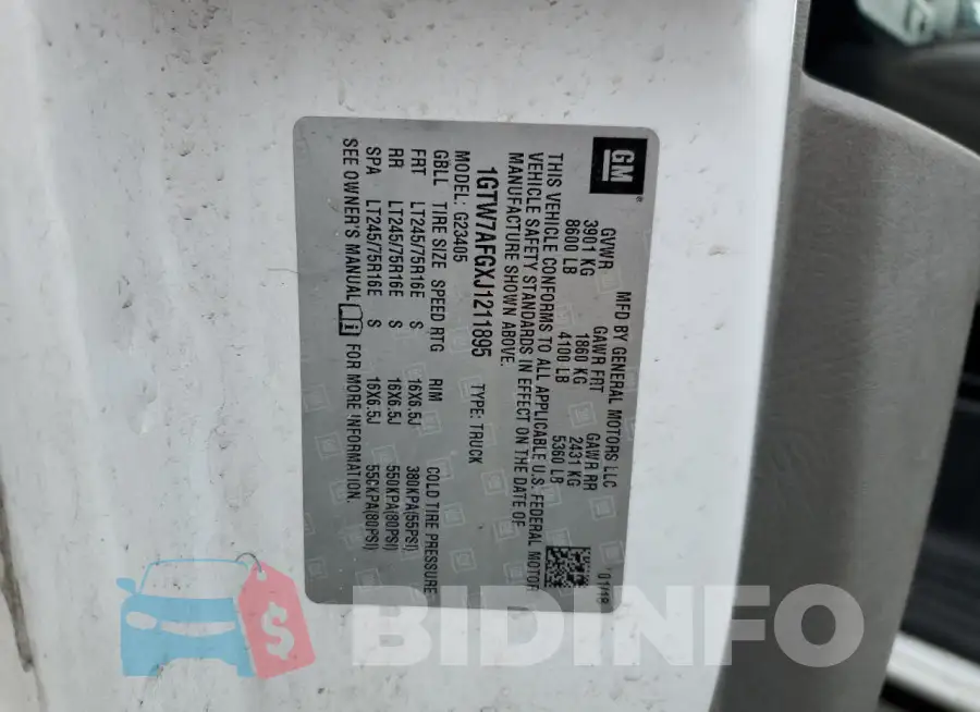 1GTW7AFGXJ1211895 Photo# 12