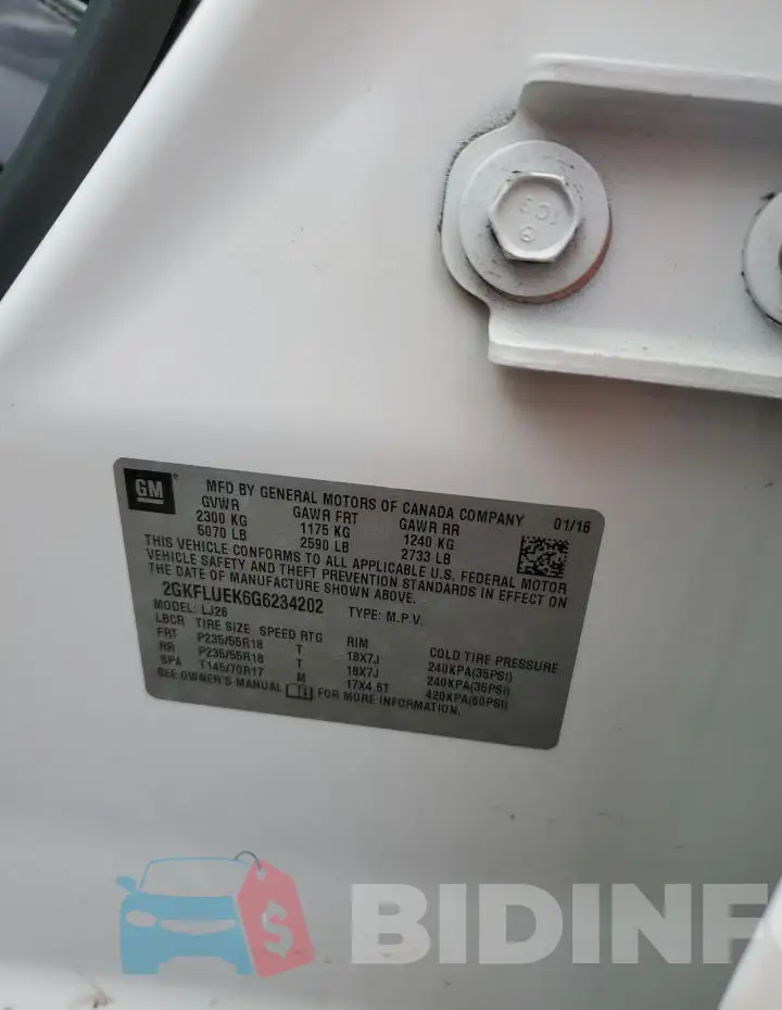 2GKFLUEK6G6234202 Photo# 13