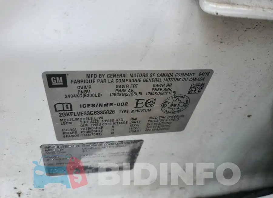2GKFLVE33G6335826 Photo# 13
