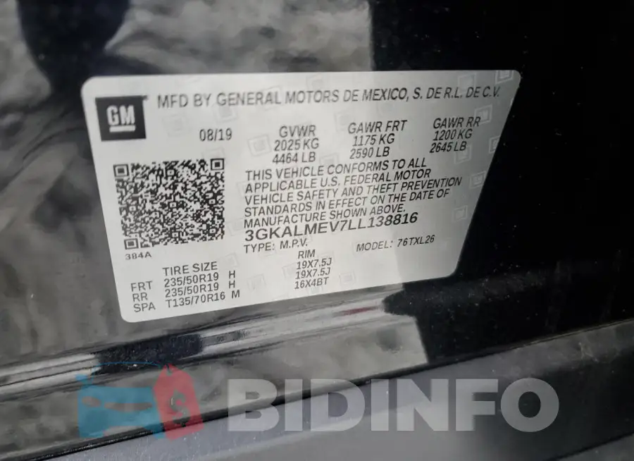 3GKALMEV7LL138816 Photo# 13