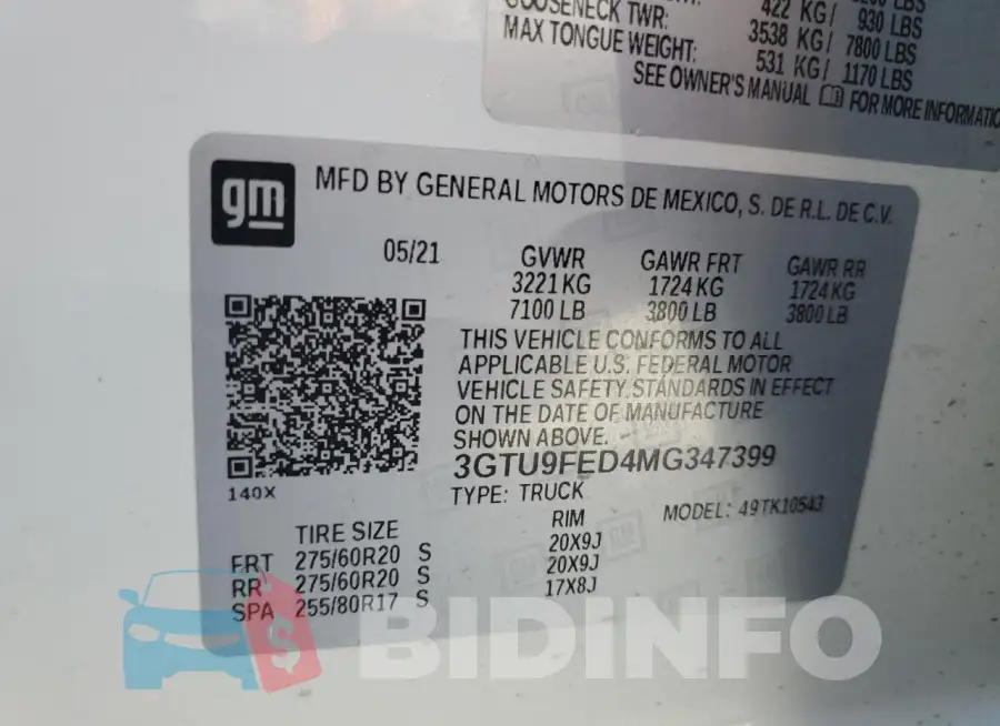3GTU9FED4MG347399 Photo# 12