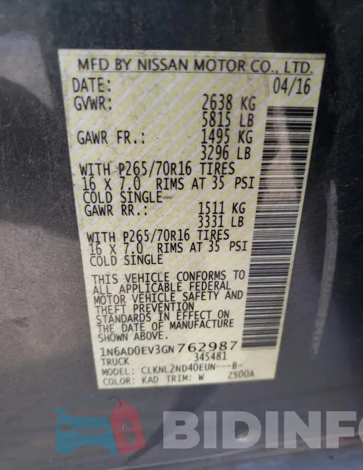 1N6AD0EV3GN762987 Photo# 12