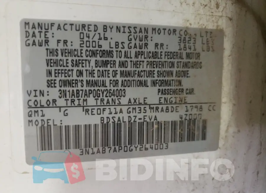 3N1AB7AP0GY264003 Photo# 12