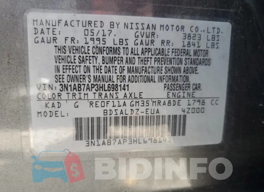 3N1AB7AP3HL698141 Photo# 12