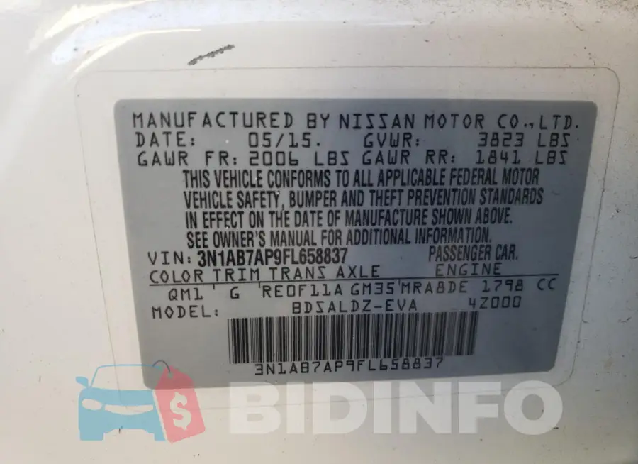 3N1AB7AP9FL658837 Photo# 12