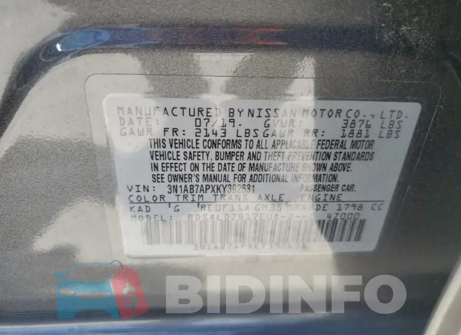 3N1AB7APXKY392631 Photo# 12