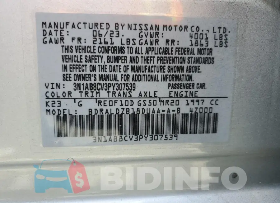 3N1AB8CV3PY307539 Photo# 12