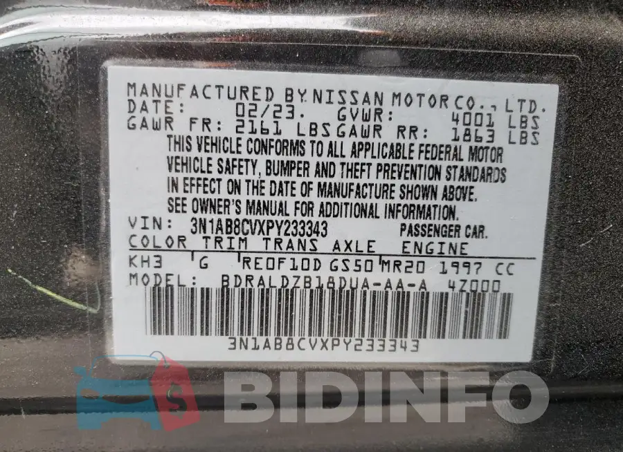 3N1AB8CVXPY233343 Photo# 12