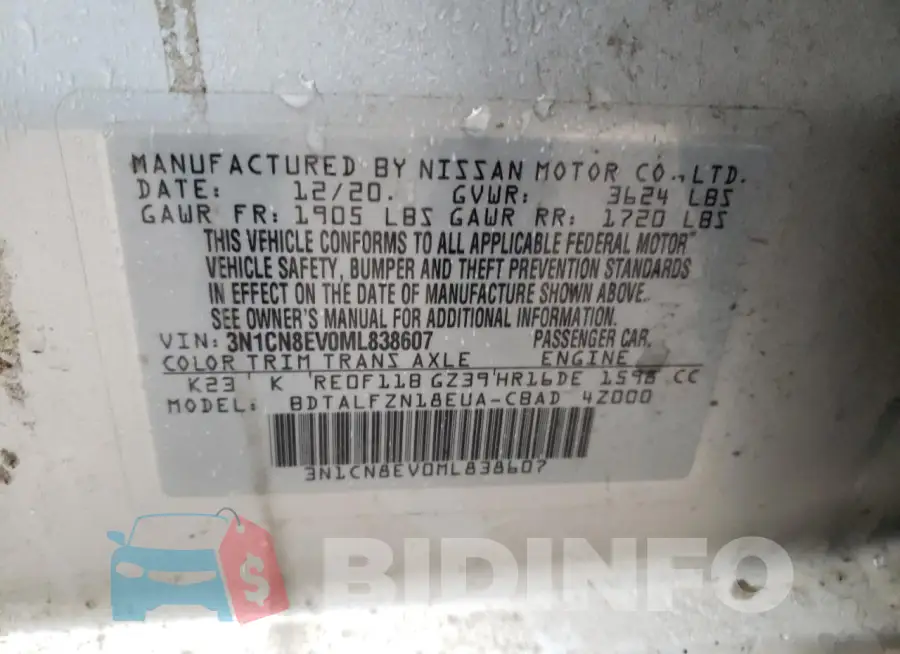 3N1CN8EV0ML838607 Photo# 12
