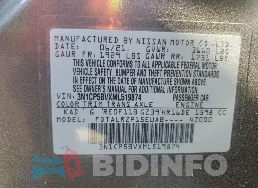 3N1CP5BVXML519874 Photo# 12