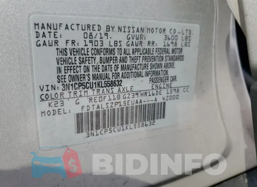 3N1CP5CU1KL558632 Photo# 13