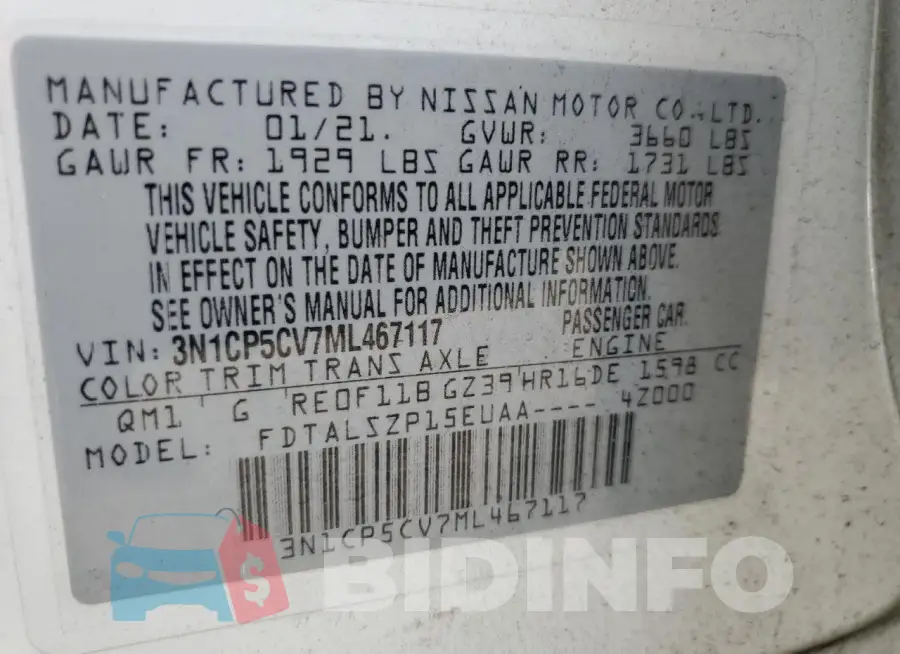 3N1CP5CV7ML467117 Photo# 12