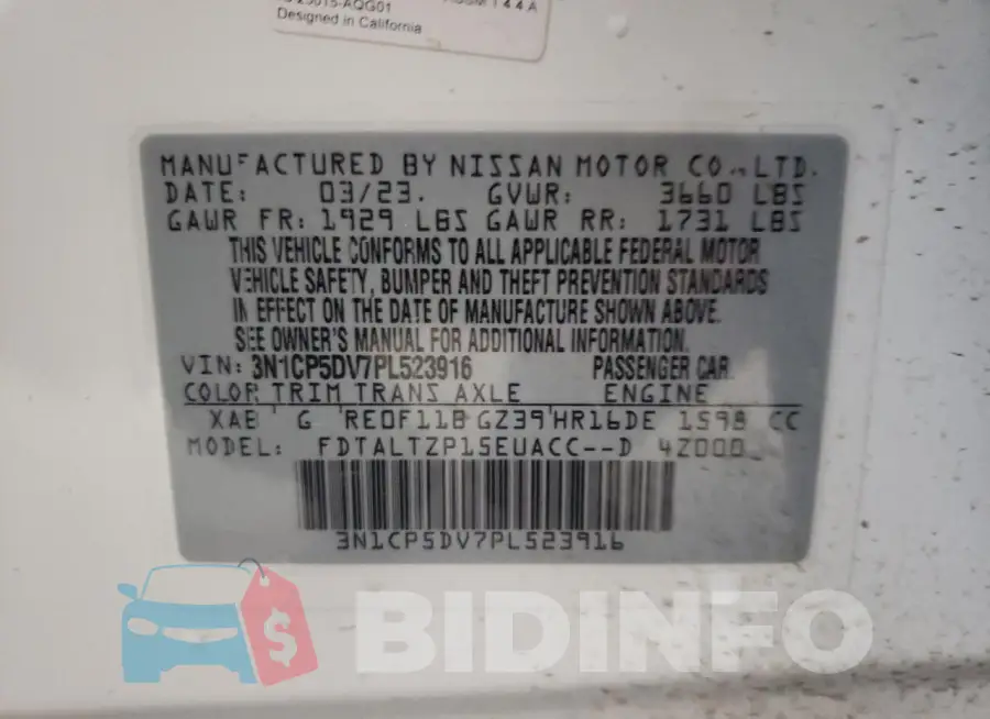 3N1CP5DV7PL523916 Photo# 13