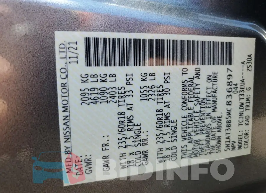 5N1AT3BB5MC836897 Photo# 14