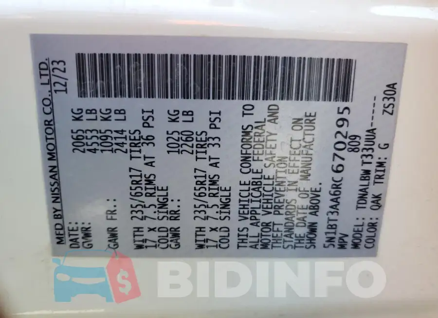 5N1BT3AA6RC670295 Photo# 14
