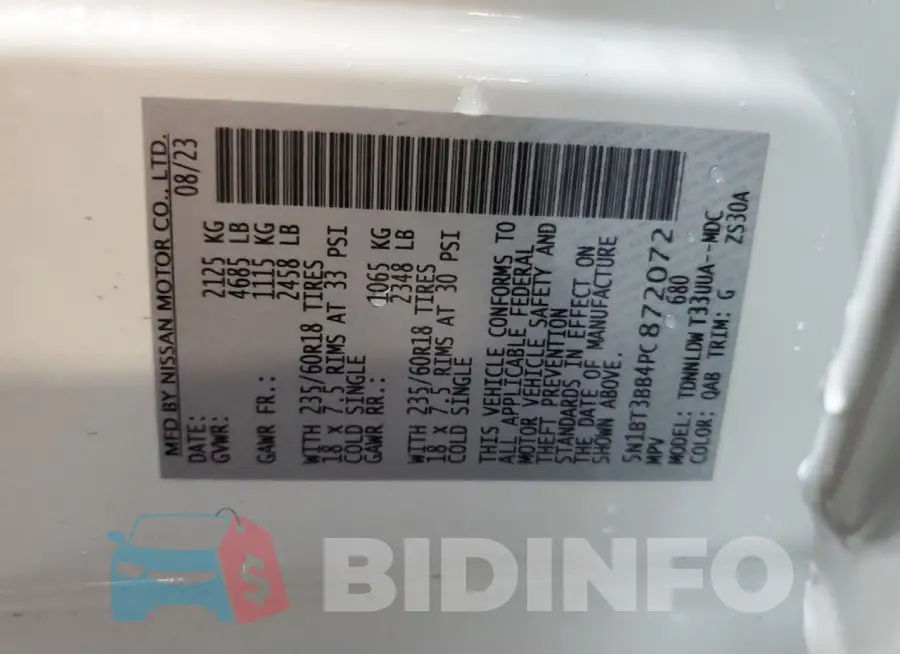 5N1BT3BB4PC872072 Photo# 14