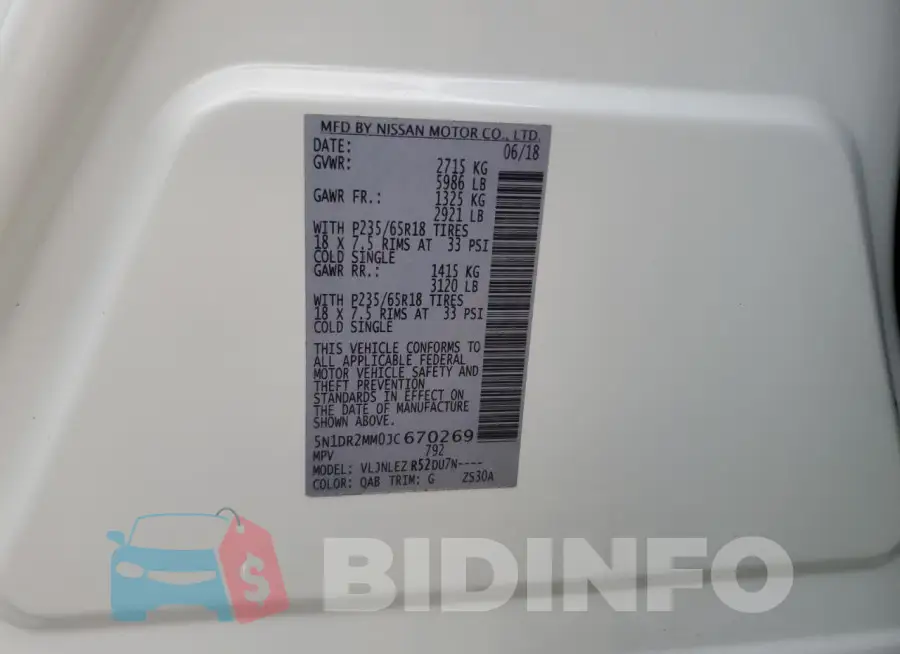 5N1DR2MM0JC670269 Photo# 13
