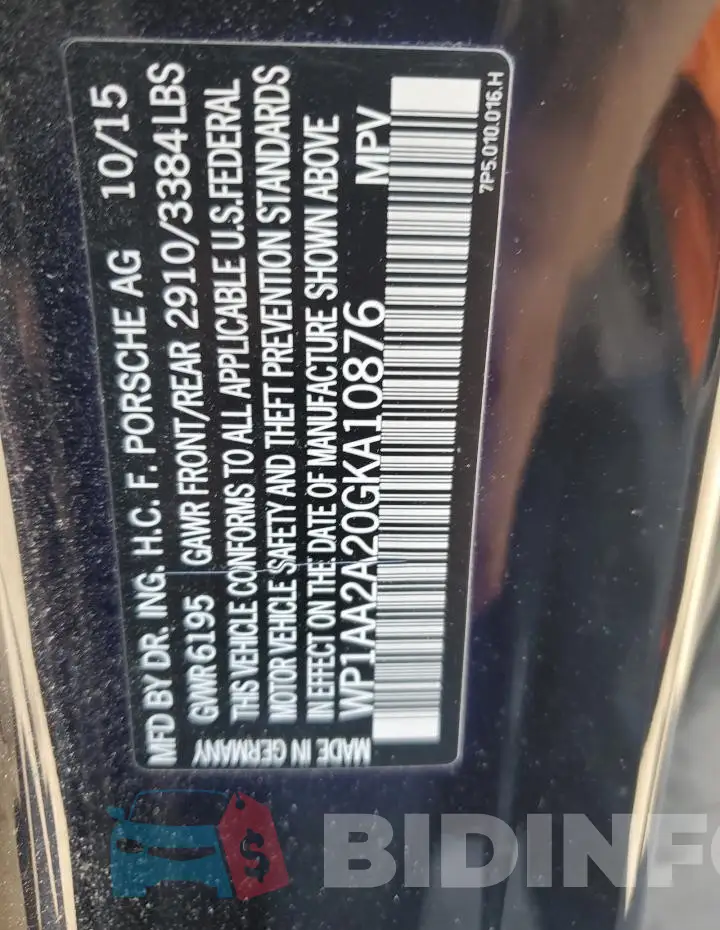 WP1AA2A20GKA10876 Photo# 12
