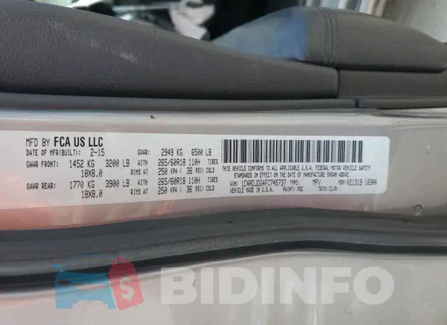 1C4RDJDG4FC745737 Photo# 14